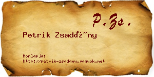 Petrik Zsadány névjegykártya